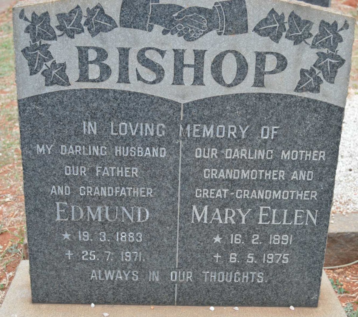 BISHOP Edmund 1883-1971 &amp; Mary Ellen 1891-1975