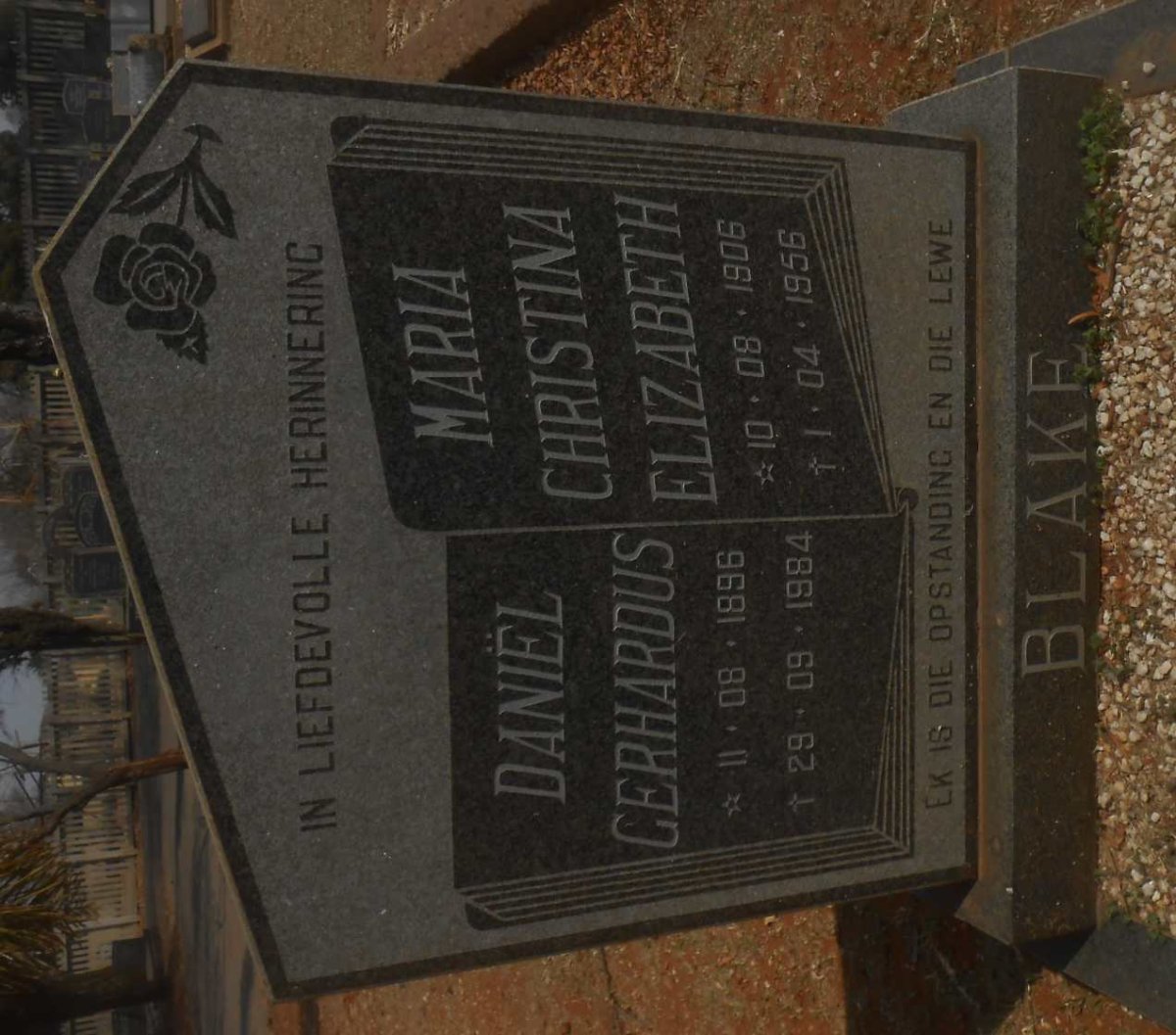 BLAKE Daniël Gerhardus 1896-1984 &amp; Maria Christina Elizabeth 1906-1956