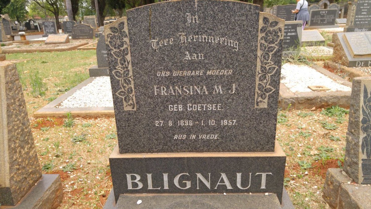 BLIGNAUT Fransina M.J. nee COETSEE 1896-1957