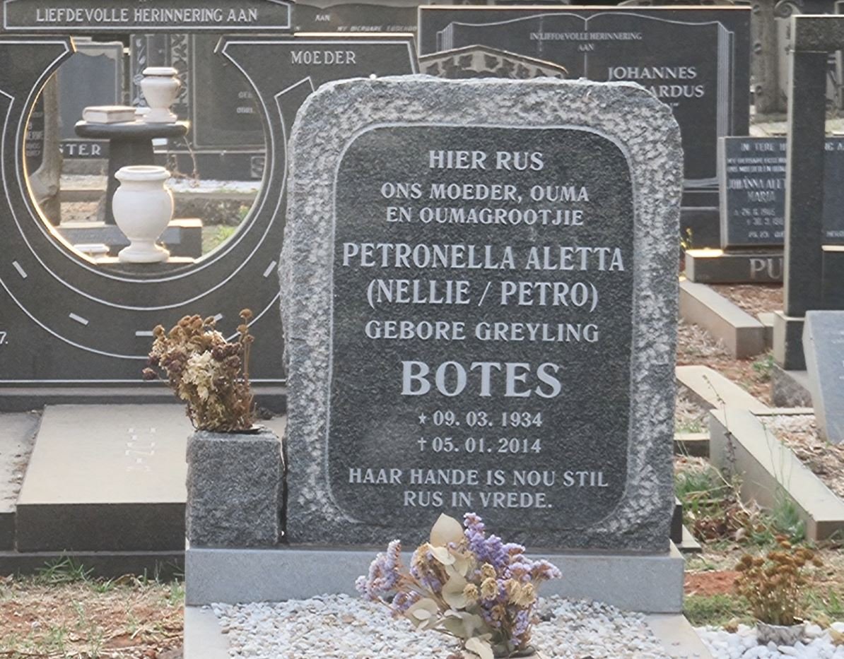 BOTES Petronella Aletta nee GREYLING 1934-2014