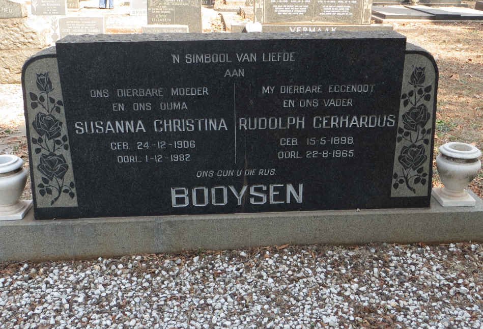 BOOYSEN Rudolph Gerhardus 1898-1965 &amp; Susanna Christina 1906-1982