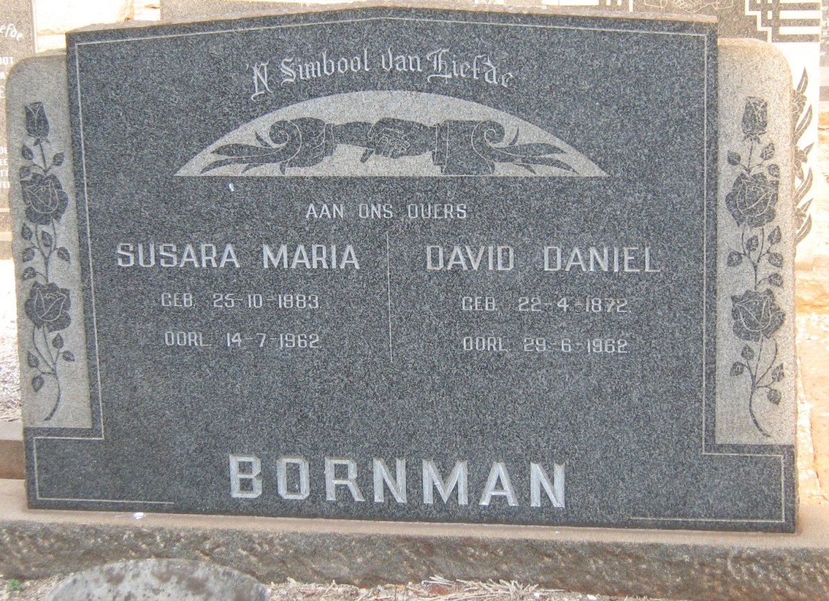 BORNMAN David Daniel 1872-1962 &amp; Susara Maria 1883-1962