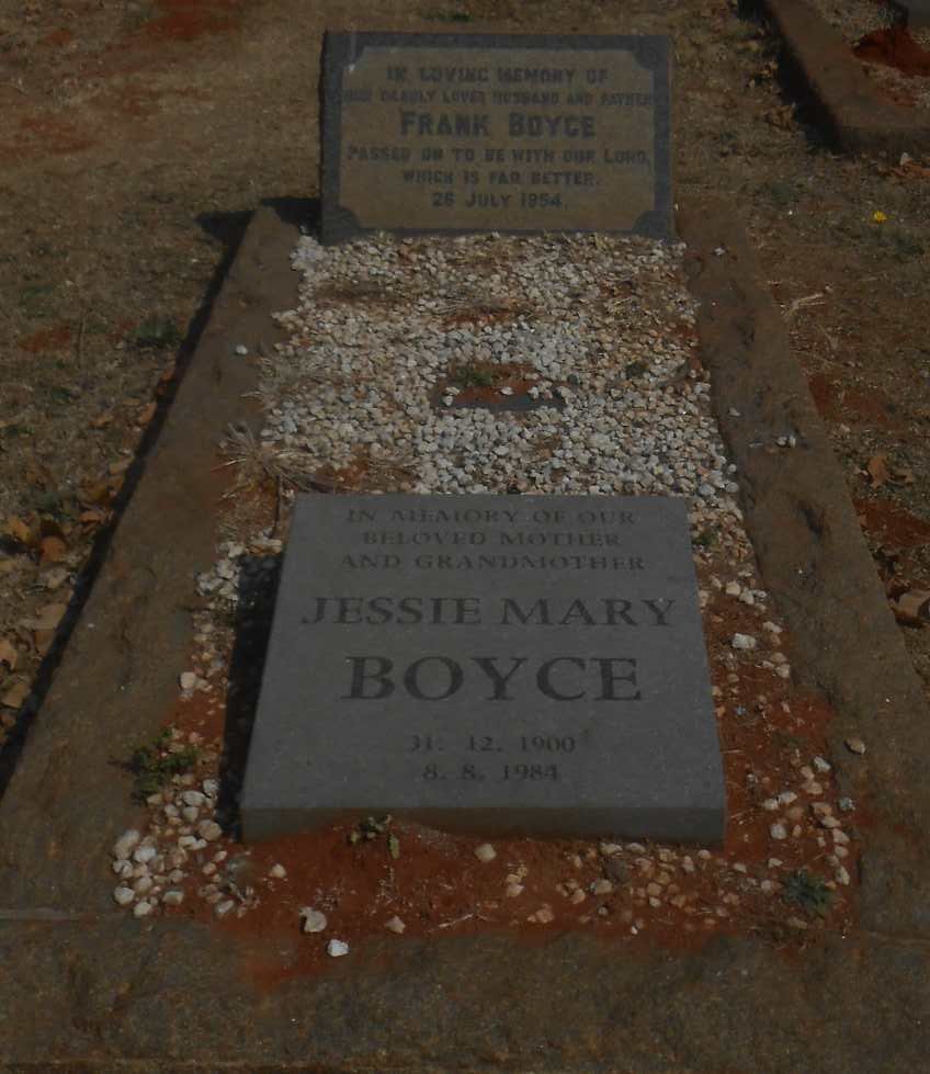 BOYCE Frank -1954 &amp; Jessie Mary 1900-1984