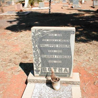 BOTHA Phillippus Rudolph 1889-1925 &amp; Hendrina Francina 1890-1965