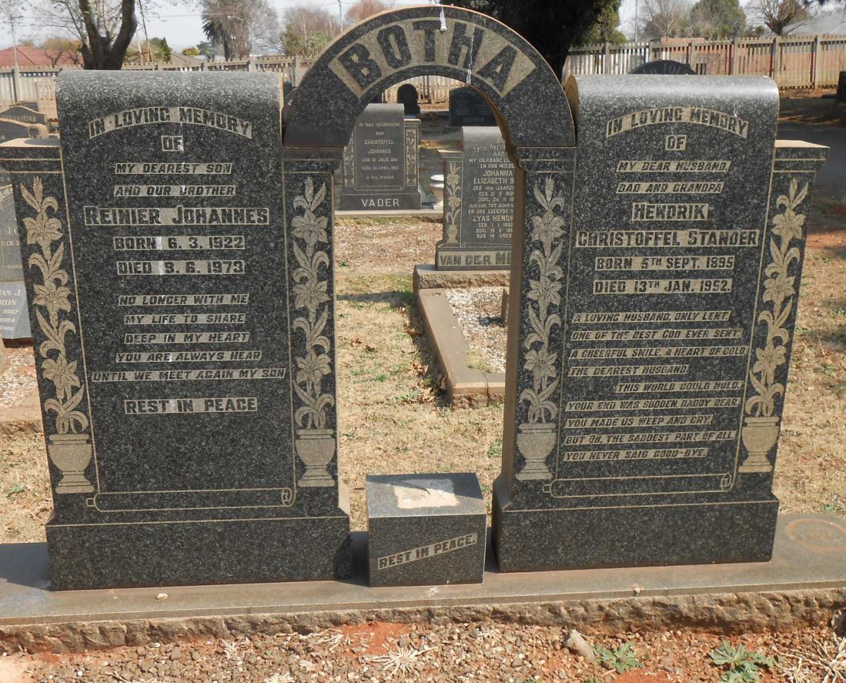 BOTHA Hendrik Christoffel 1895-1952 :: BOTHA Renier Johannes 1922-1973
