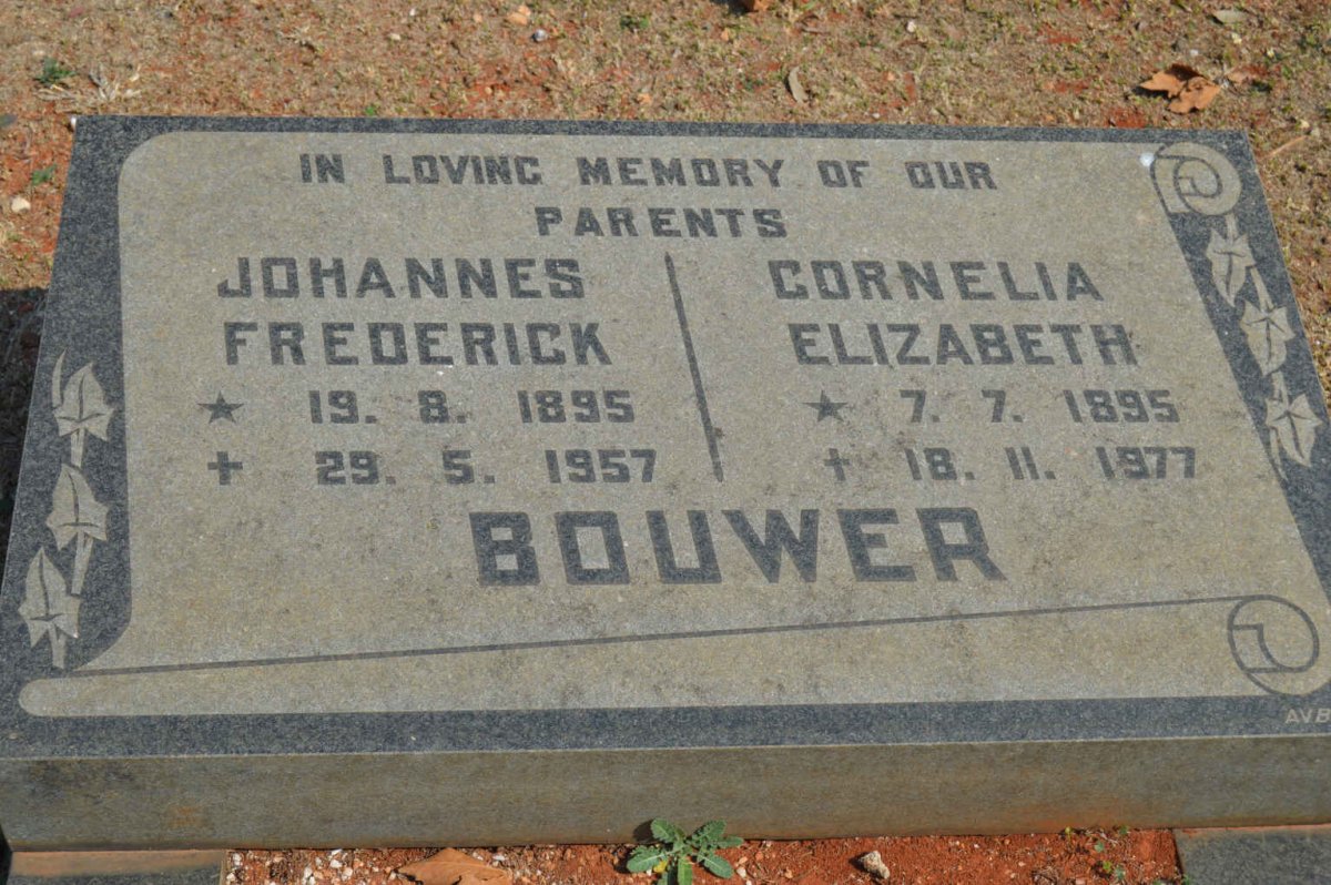 BOUWER Johannes Frederick 1895-1957 &amp; Cornelia Elizabeth 1895-1977