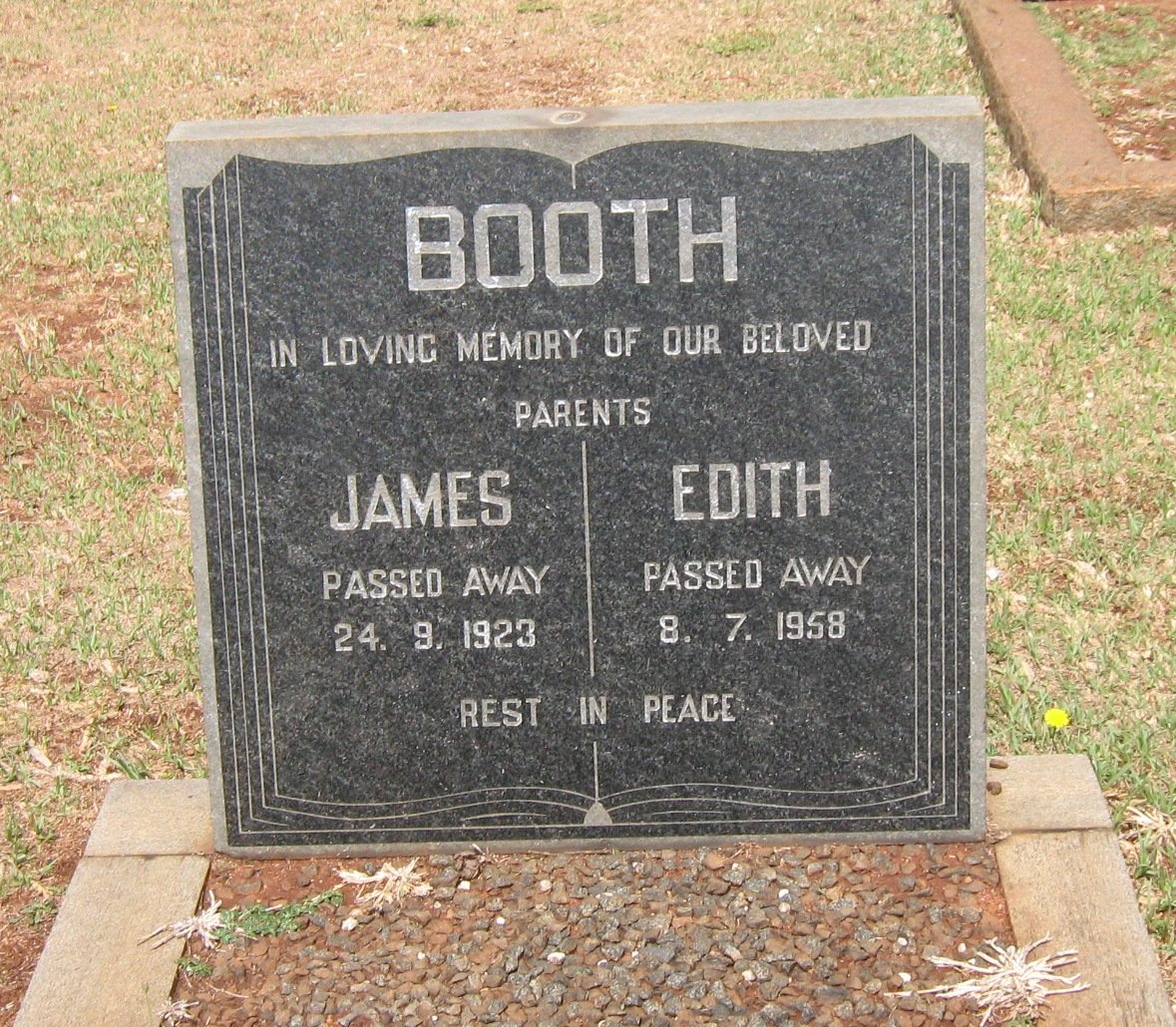 BOOTH James -1923 &amp; Edith -1958