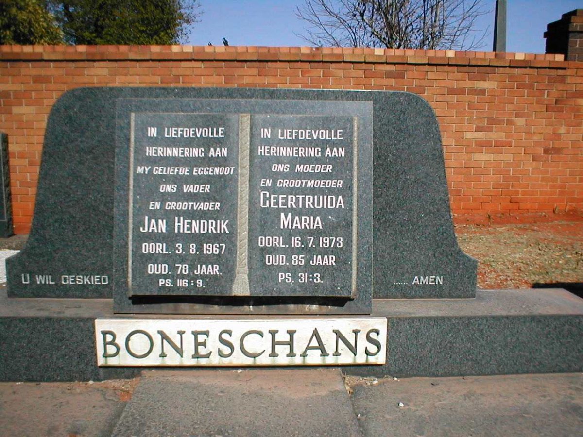 BONESCHANS Jan Hendrik 1889-1967 &amp; Geertruida Maria 1888-1973