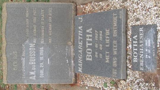 BUISSON A.M., du -1955 :: BOTHA Margaretha J. 1927-1994 :: BOTHA Ebenhaeser 1927-2000