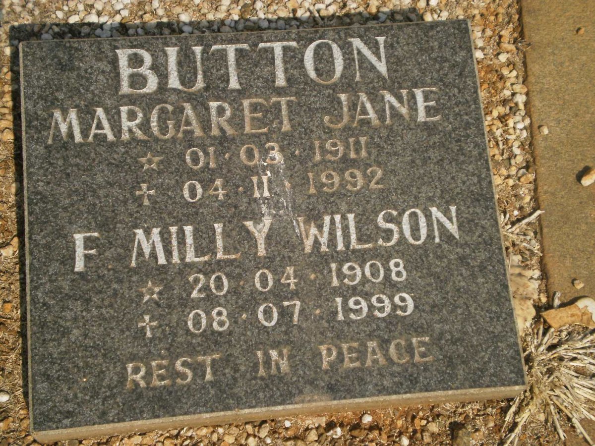 BUTTON Margaret Jane 1911-1992 :: WILSON F. Milly 1908-1999