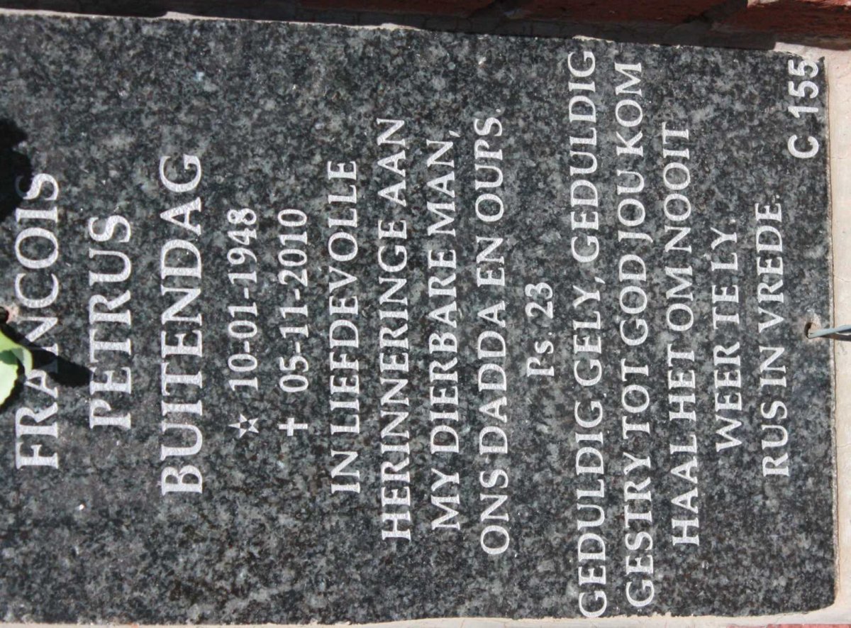 BUITENDAG Francois Petrus 1948-2010
