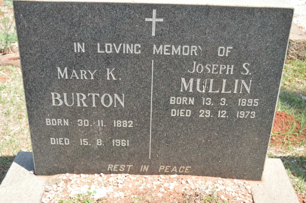 BURTON Mary K. 1882-1961 :: MULLIN Joseph S. 1895-1973