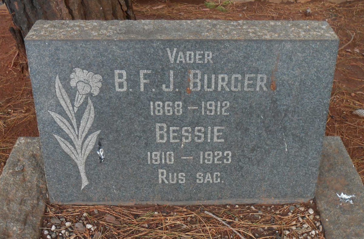 BURGER B.F.J. 1868-1912 &amp; Bessie 1910-1923