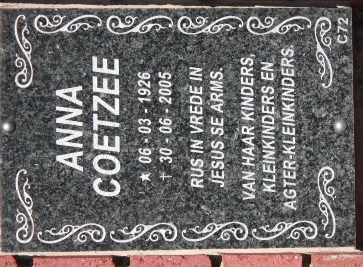 COETZEE Anna 1926-2005
