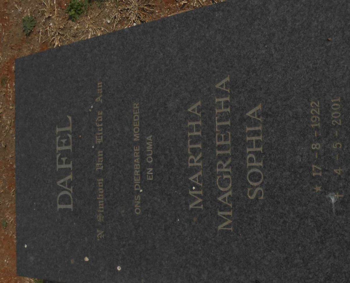 DAFEL Martha Magrietha Sophia 1922-2001