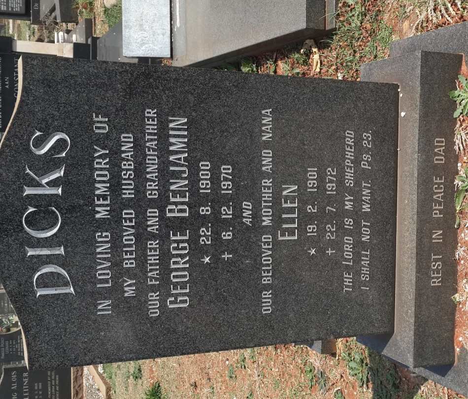 DICKS George Benjamin 1900-1970 &amp; Ellen 1901-1972