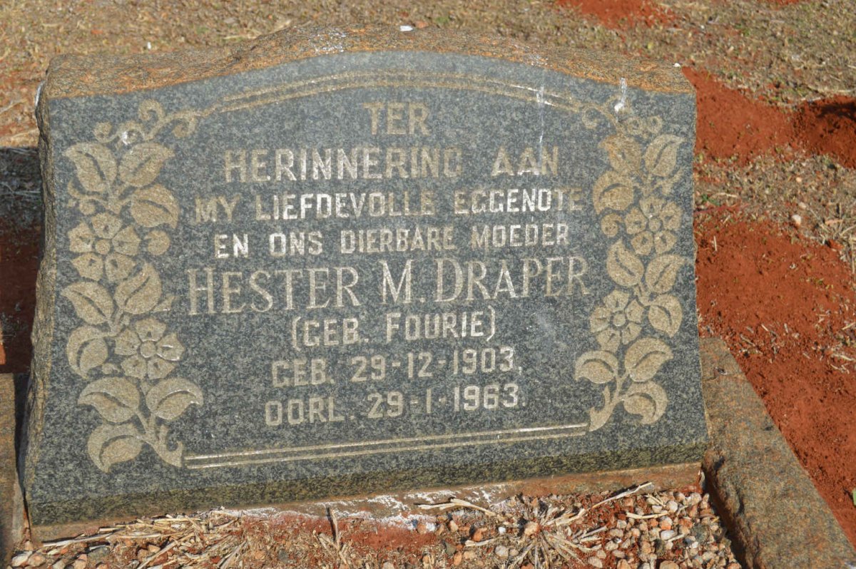 DRAPER Hester M. nee FOURIE 1903-1963
