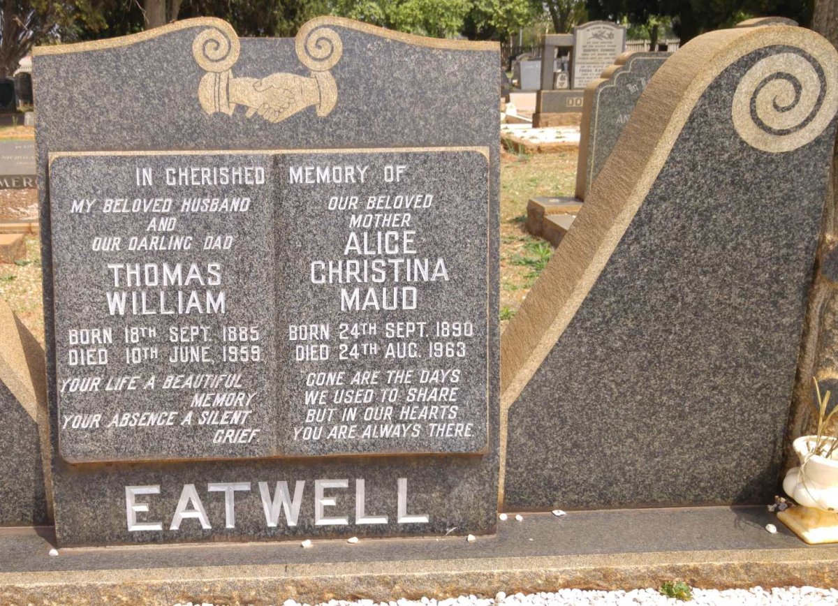 EATWELL Thomas William 1885-1959 &amp; Alice Christina Maud 1890-1963