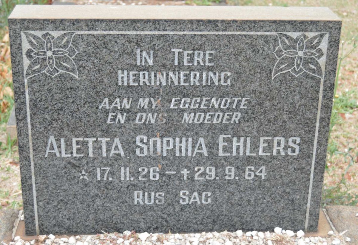 EHLERS Aletta Sophia 1926-1964