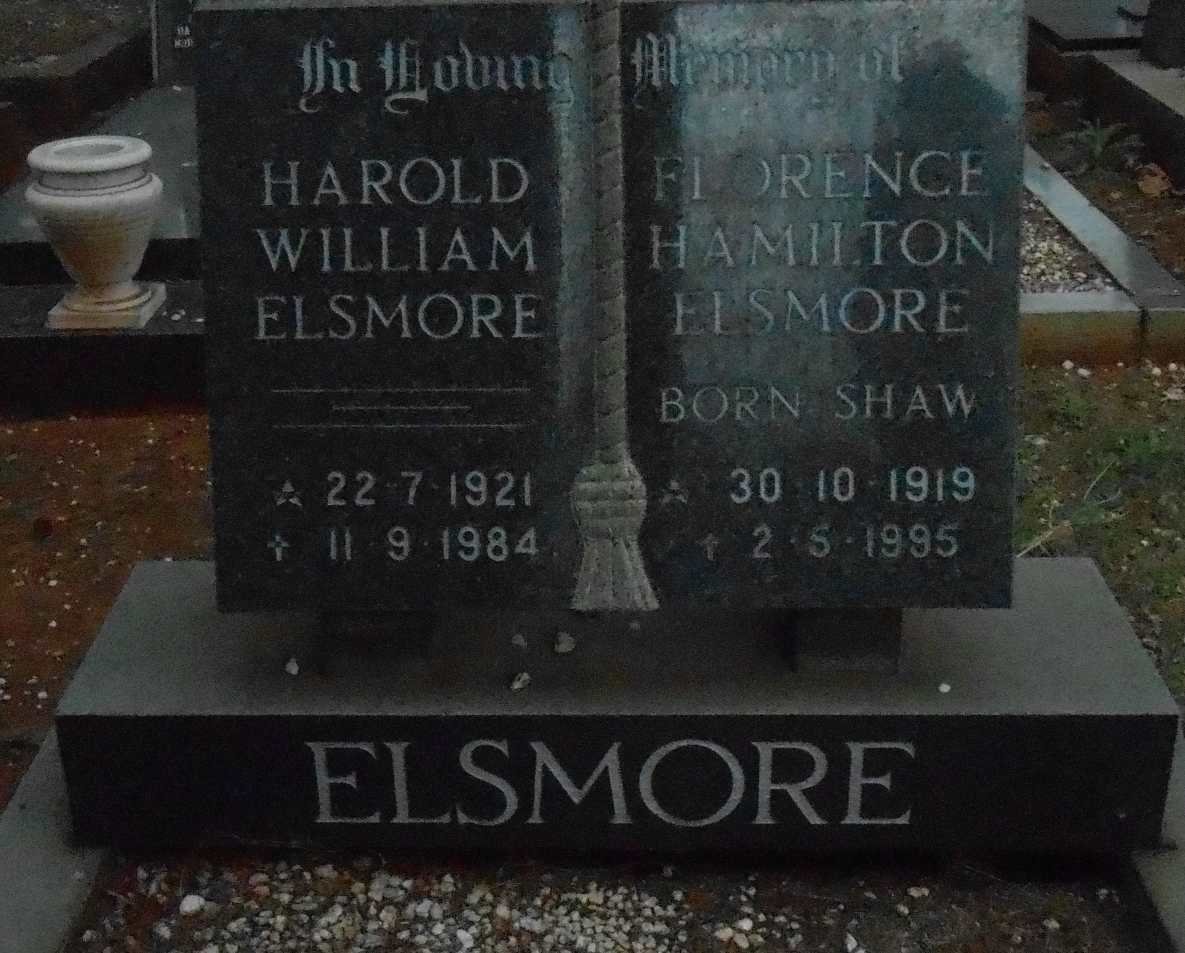 ELSMORE Harold William 1921-1984 &amp; Florence Hamilton SHAW 1919-1995