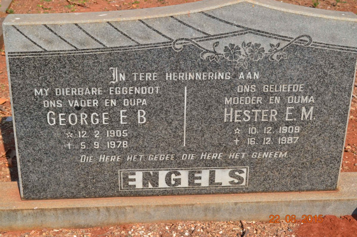 ENGELS George E.B. 1905-1978 &amp; Hester E.M. 1909-1987