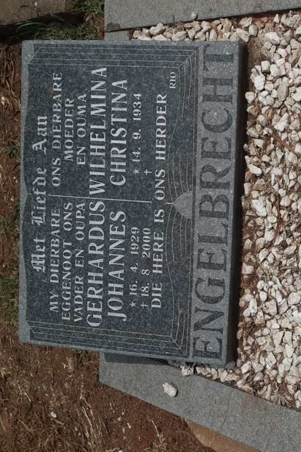 ENGELBRECHT Gerhardus Johannes 1929-2000 &amp; Wilhelmina Christina 1934-