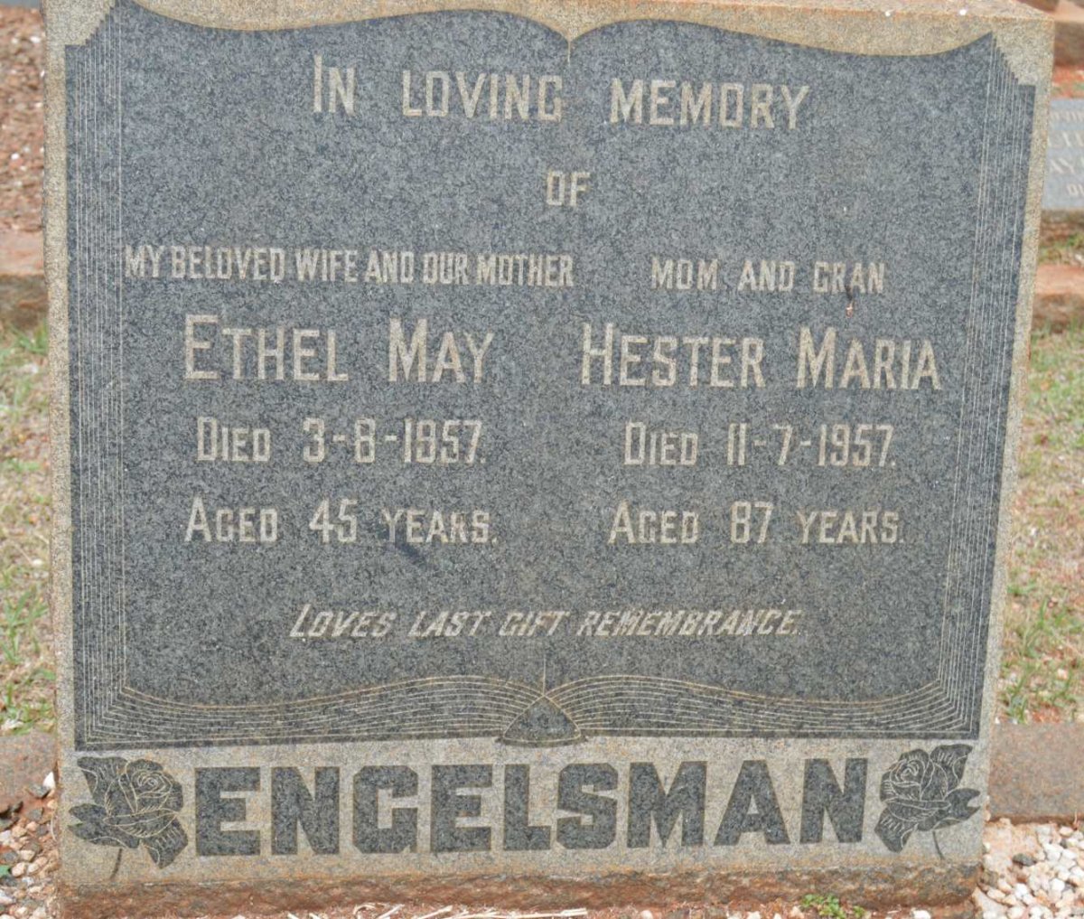 ENGELSMAN Hester Maria -1957 :: ENGELSMAN Ethel May -1957