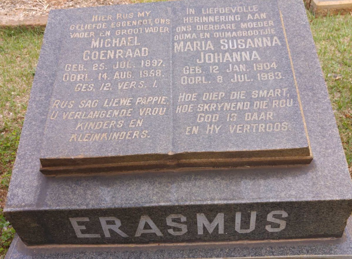 ERASMUS Michael Coenraad 1897-1958 &amp; Maria Susanna Johanna 1904-1983