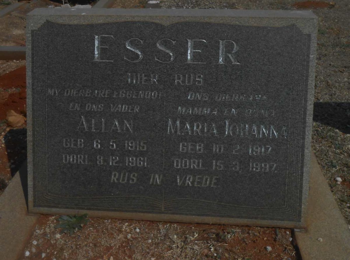ESSER Allan 1915-1961 &amp; Maria Johanna 1917-1997