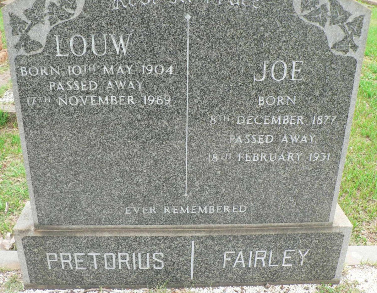 FAIRLEY Joe 1877-1931 :: PRETORIUS Louw 1904-1969