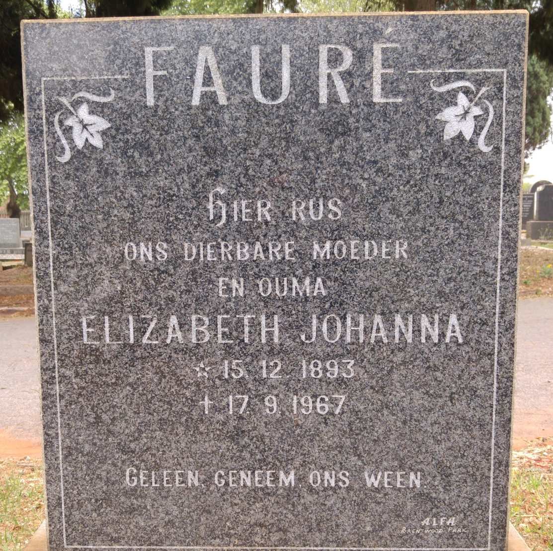 FAURÉ Elizabeth Johanna 1893-1967