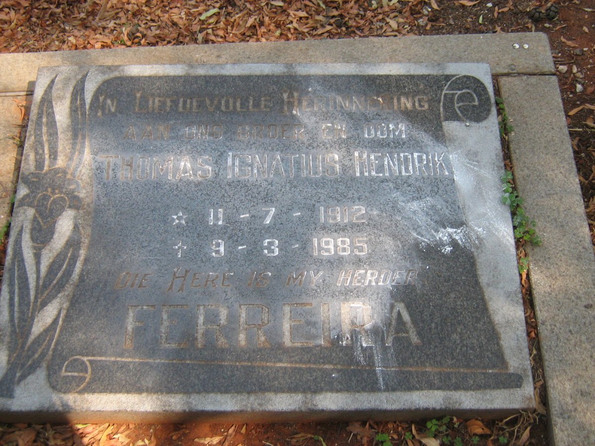 FERREIRA Thomas Ignatius Hendrik 1912-1985