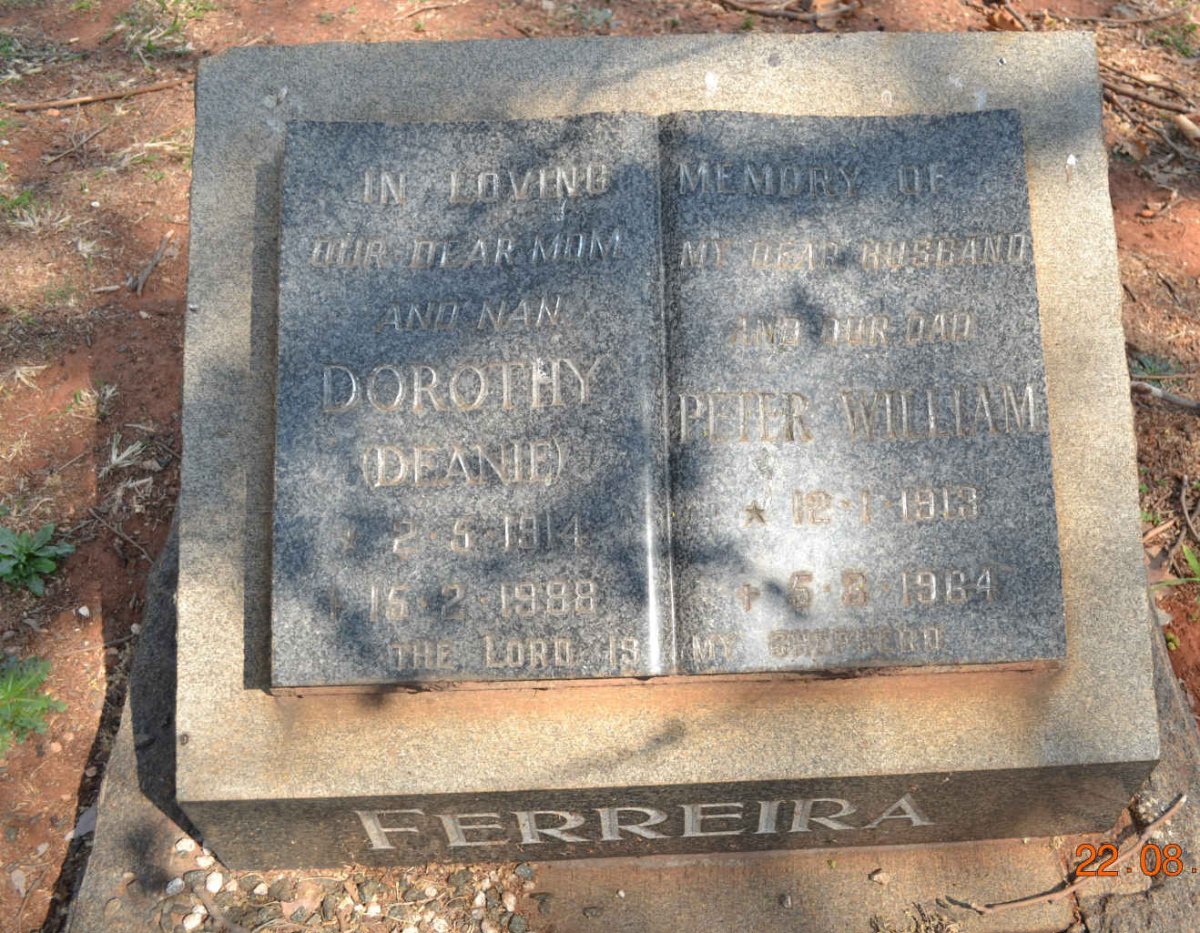 FERREIRA Peter William 1913-1964 &amp; Dorothy 1914-1988