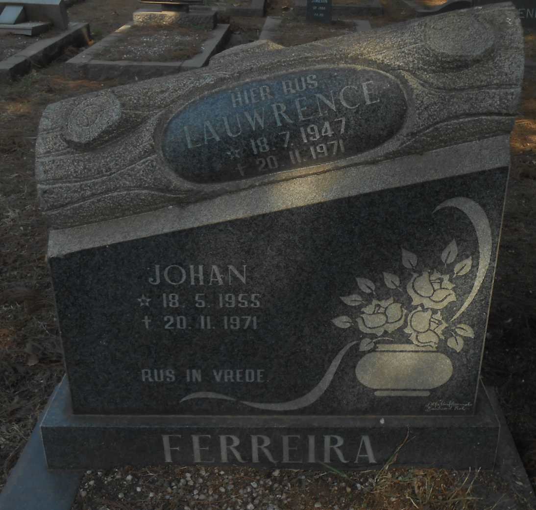 FERREIRA Lauwrence 1947-1971 :: FERREIRA Johan 1955-1971