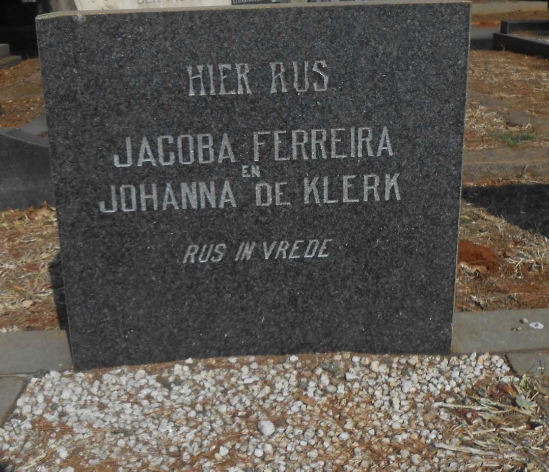 FERREIRA Jacoba :: DE KLERK Johanna