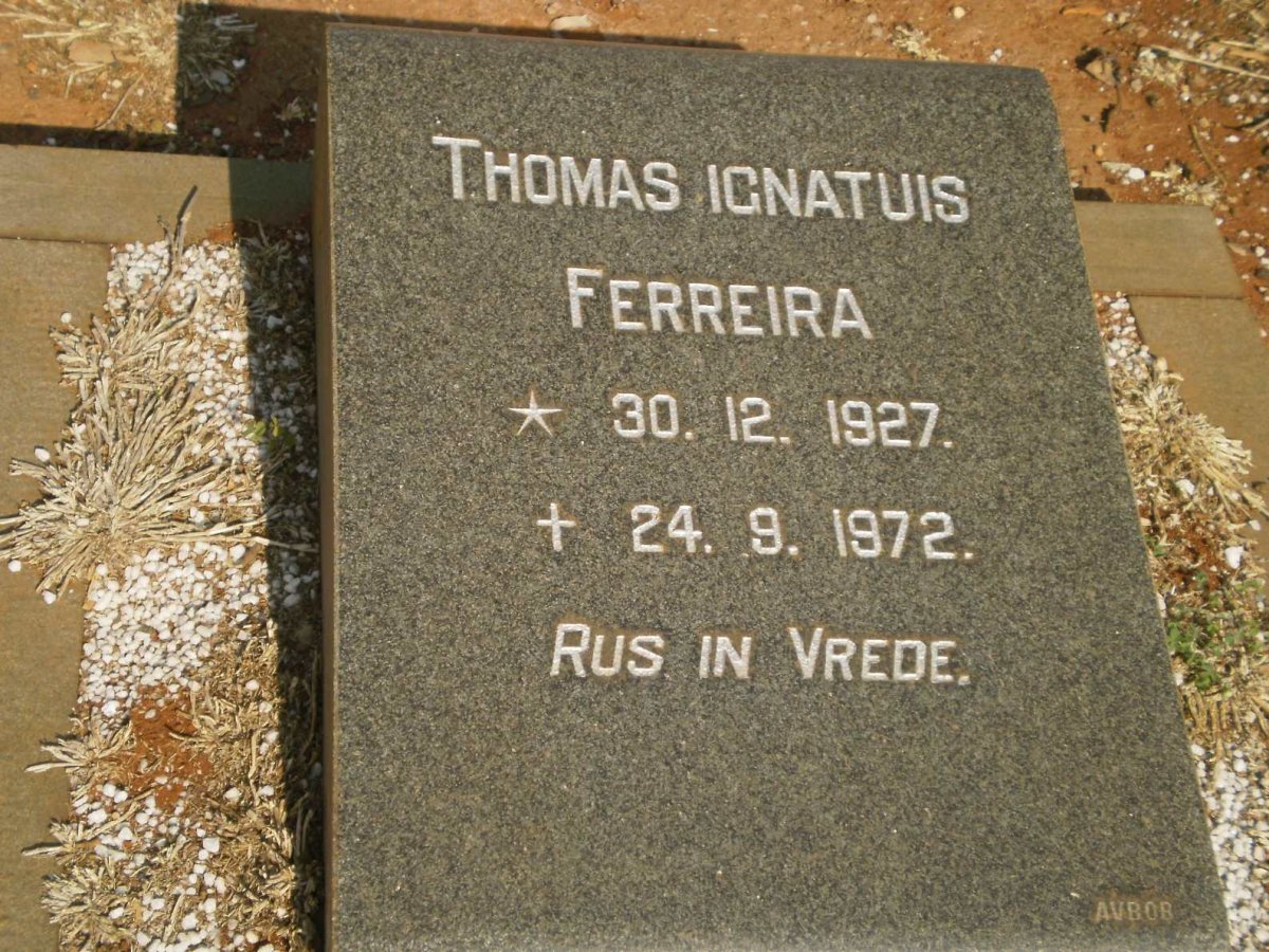 FERREIRA Thomas Ignatuis 1927-1972