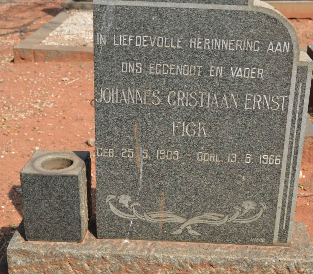 FICK Johannes Cristiaan Ernst 1909-1966