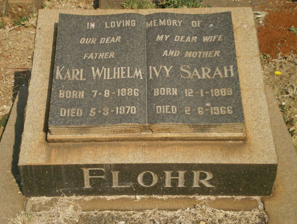 FLOHR Karl Wilhelm 1886-1970 &amp; Ivy Sarah 1889-1966