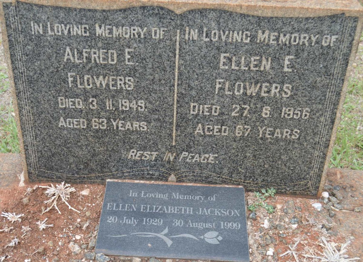 FLOWERS Alfred E. -1949 &amp; Ellen E. -1956 :: JACKSON Ellen Elizabeth 1929-1999