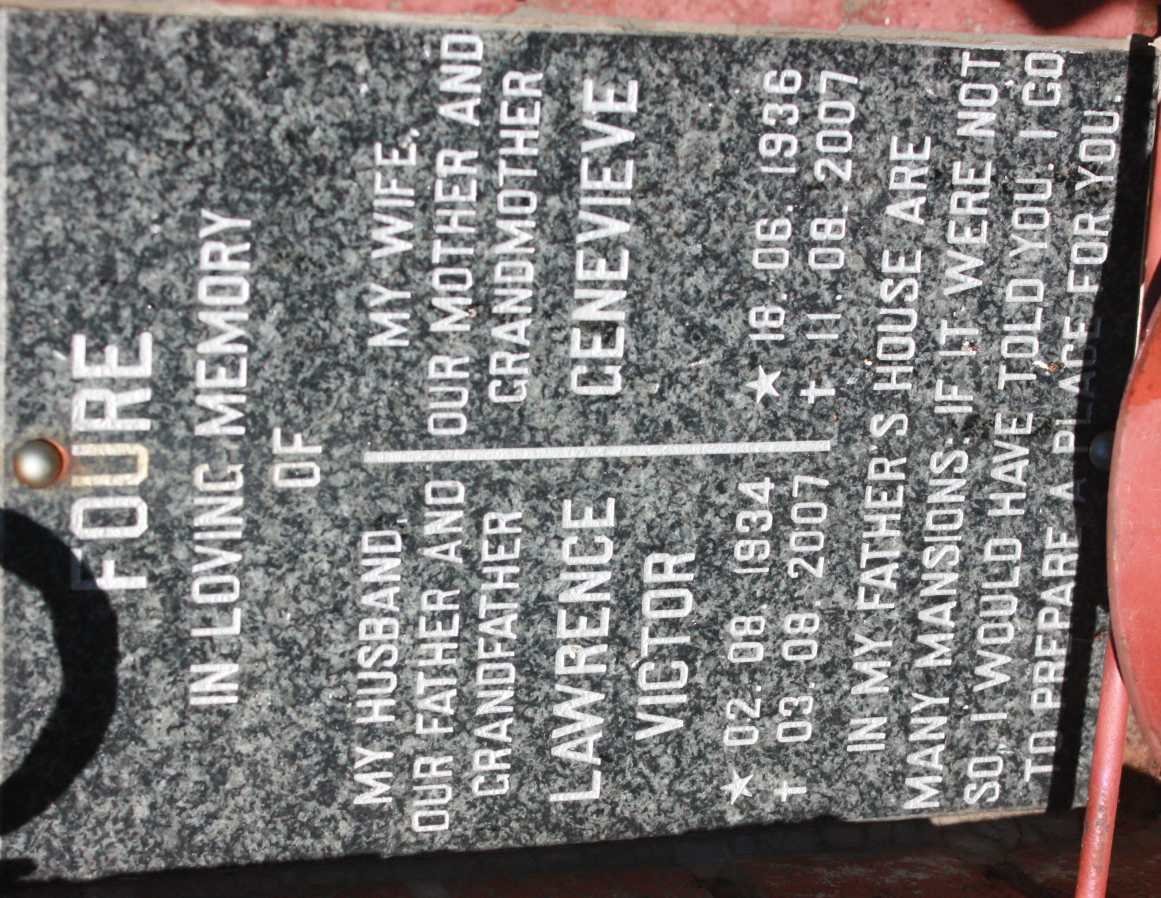 FOURE Lawrence Victor 1934-2007 &amp; Genevieve 1936-2007