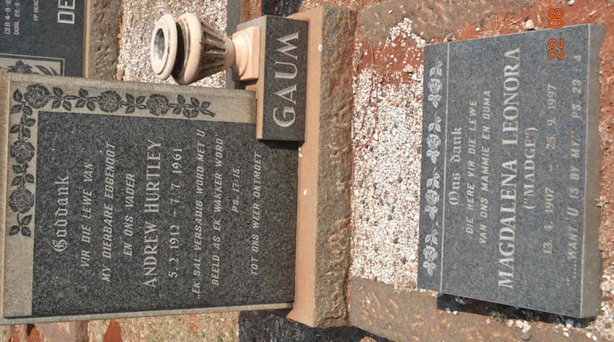 GAUM Andrew Hurtley 1912-1961 &amp; Magdalena Leonora 1907-1997