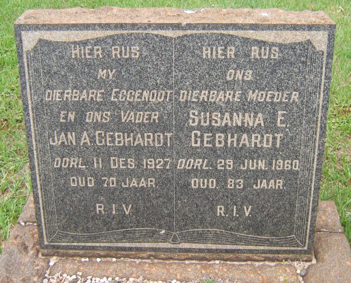 GEBHARDT Jan A. -1927 &amp; Susanna E. -1960