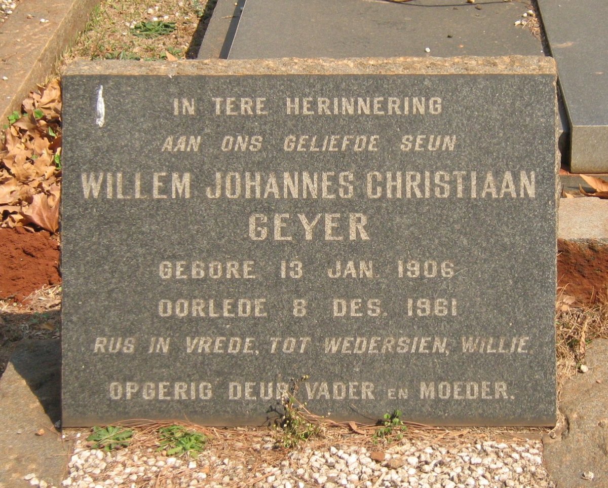 GEYER Willem Johannes Christiaan 1906-1961