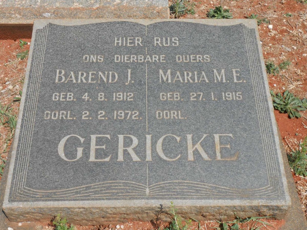 GERICKE Barend J. 1912-1972 &amp; Maria M.E. 1915-