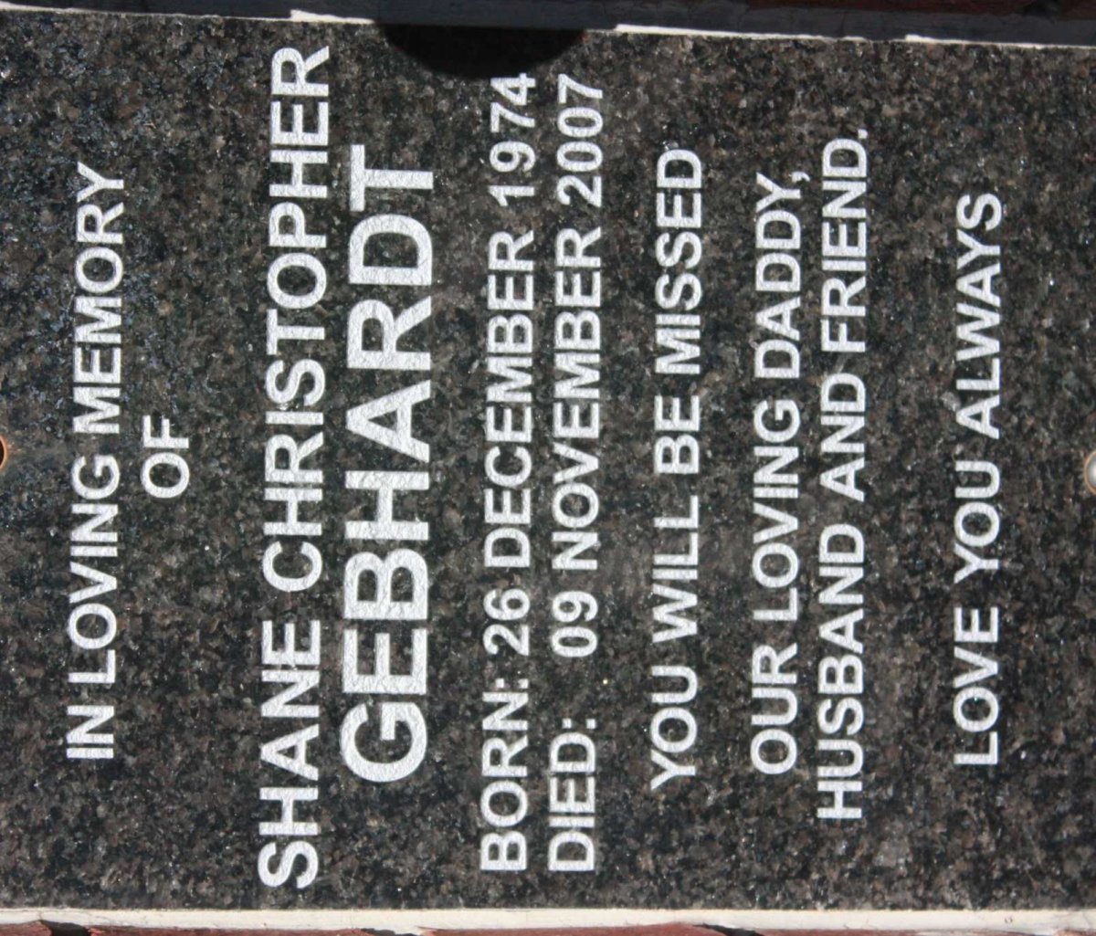 GEBHARDT Shane Christopher 1974-2007