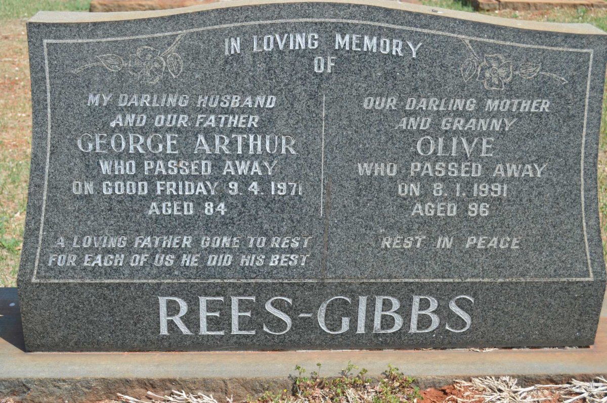 GIBBS George Arthur, Rees -1971 &amp; Olive -1991