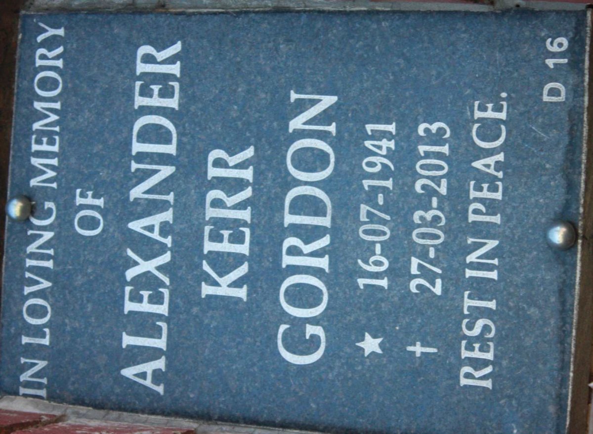 GORDON Alexander Kerr 1941-2013