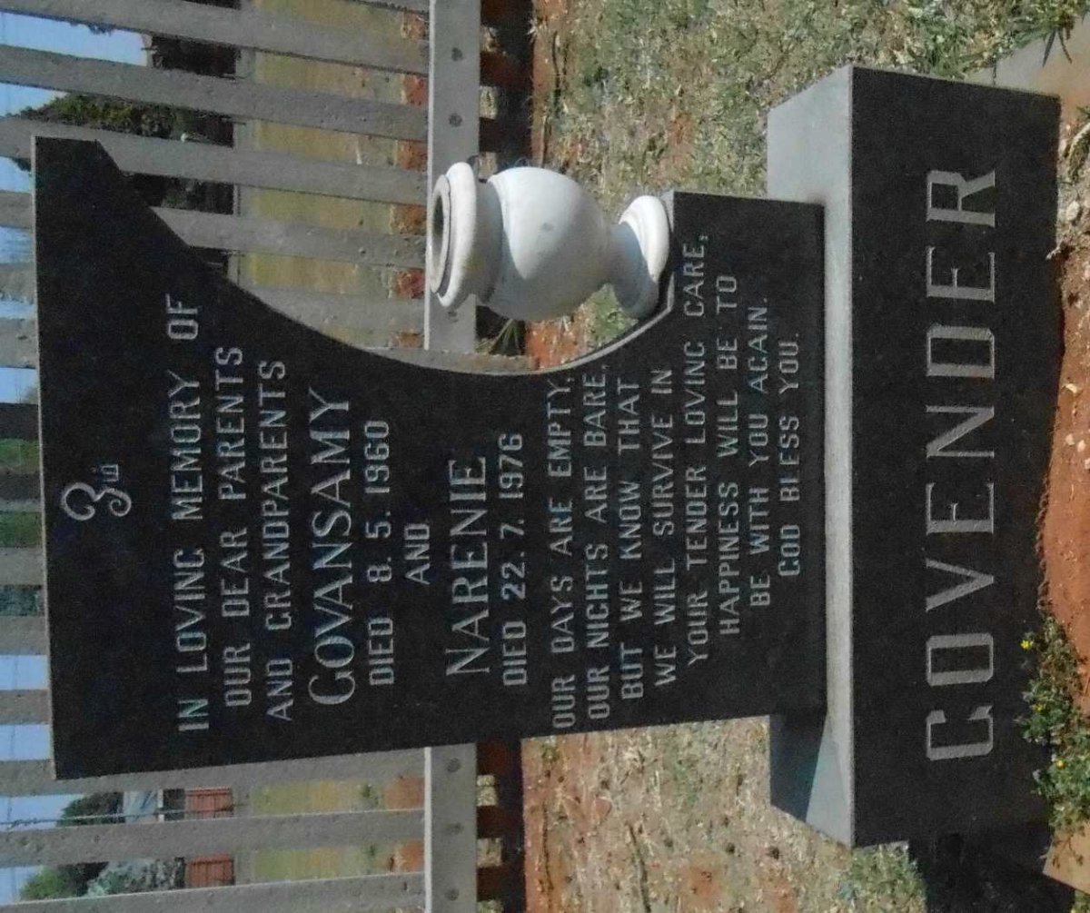 GOVENDER Govansamy -1960 &amp; Narenie -1976