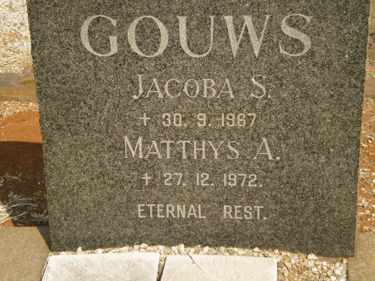 GOUWS Matthys A. -1972 &amp; Jacoba S. -1967