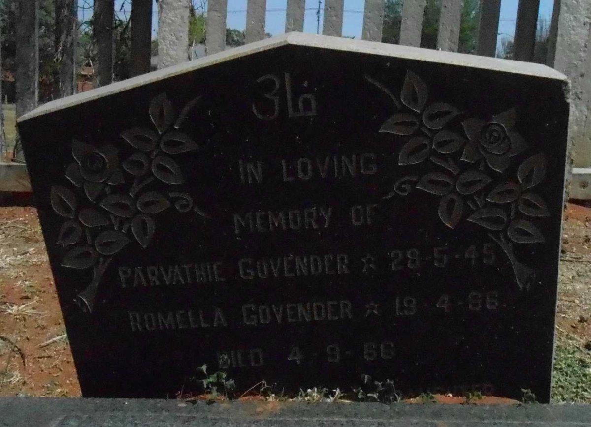 GOVENDER Parvathie 1945-1966 ::GOVENDER Romella 19?6-1966